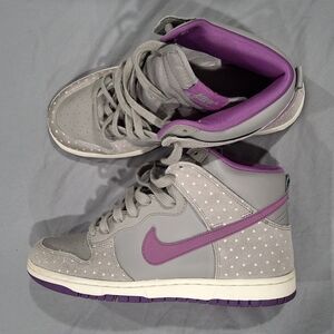 Nike Women's Gray and Purple High-Top Sneakers